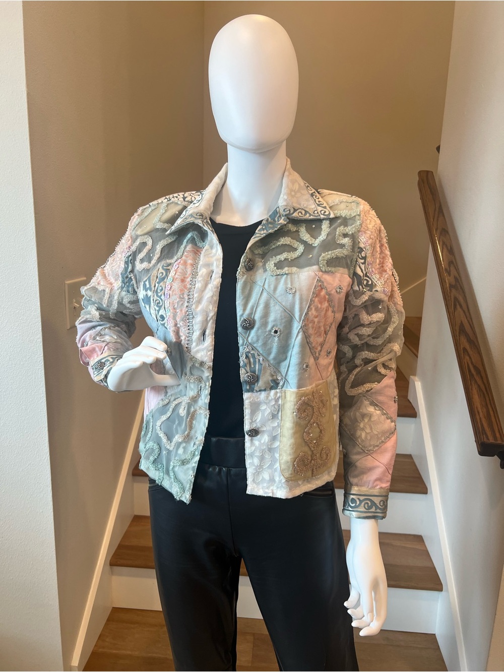 Pastel Patchwork Embroidered Jean Jacket - Women
